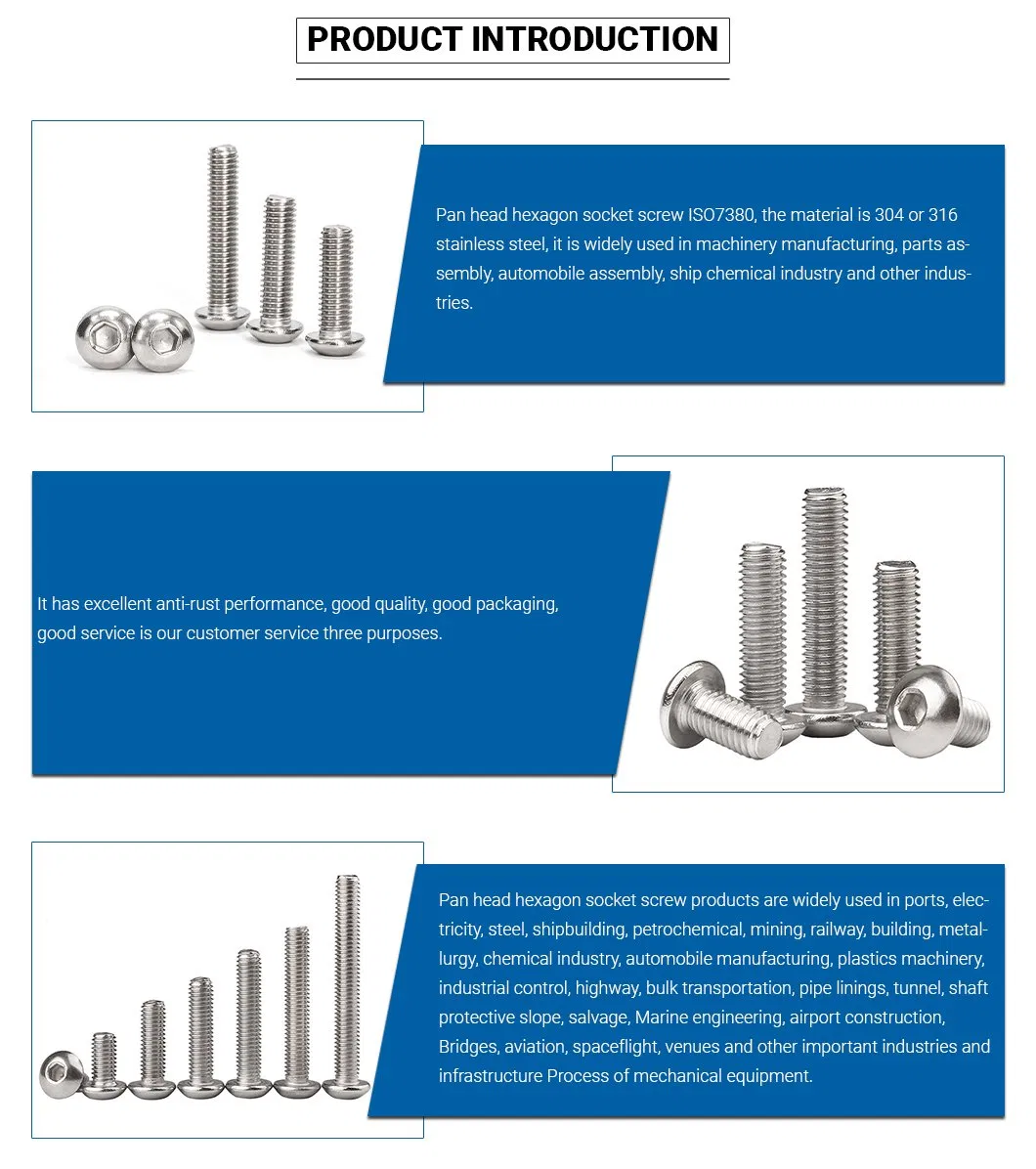 Round Head ISO7380 Thread Stainless Steel 304 Scoket Screw