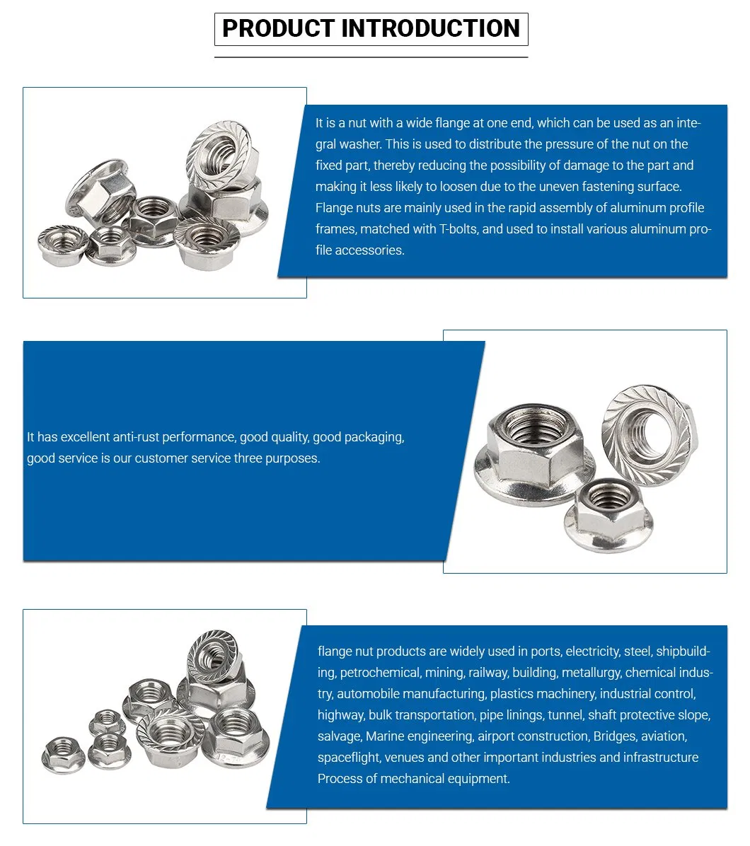 Ss 304 A2-70 DIN6923 Hex Flange Nut with Serrate