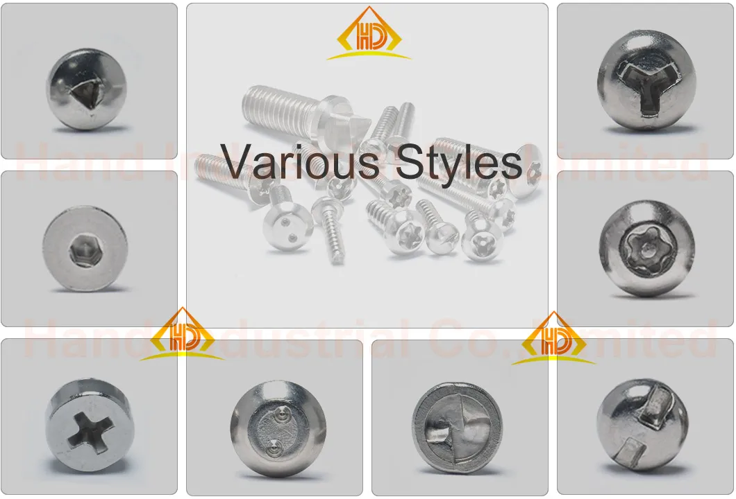 SS304 SS316 St2.9 St4.2 St5.5 St6.3 Pan Head Y Type Self Tapping Security Screw