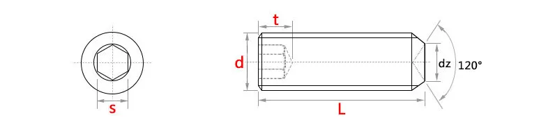 Stainless Steel 304 Hexagonal Socket Head Machine Meter Screw DIN916