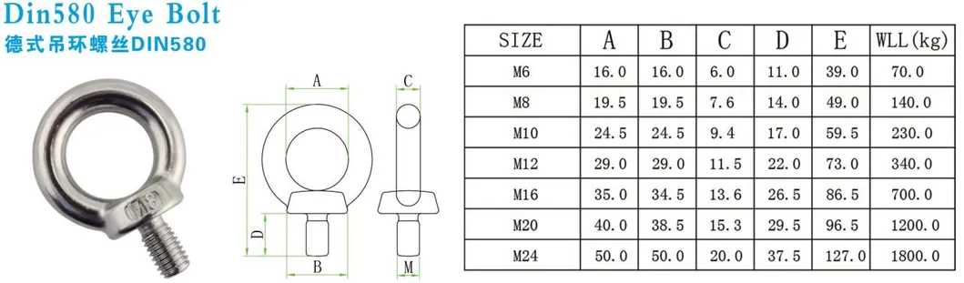 Stainless Steel304/316 DIN582 Eye Nut of Rigging Hardware