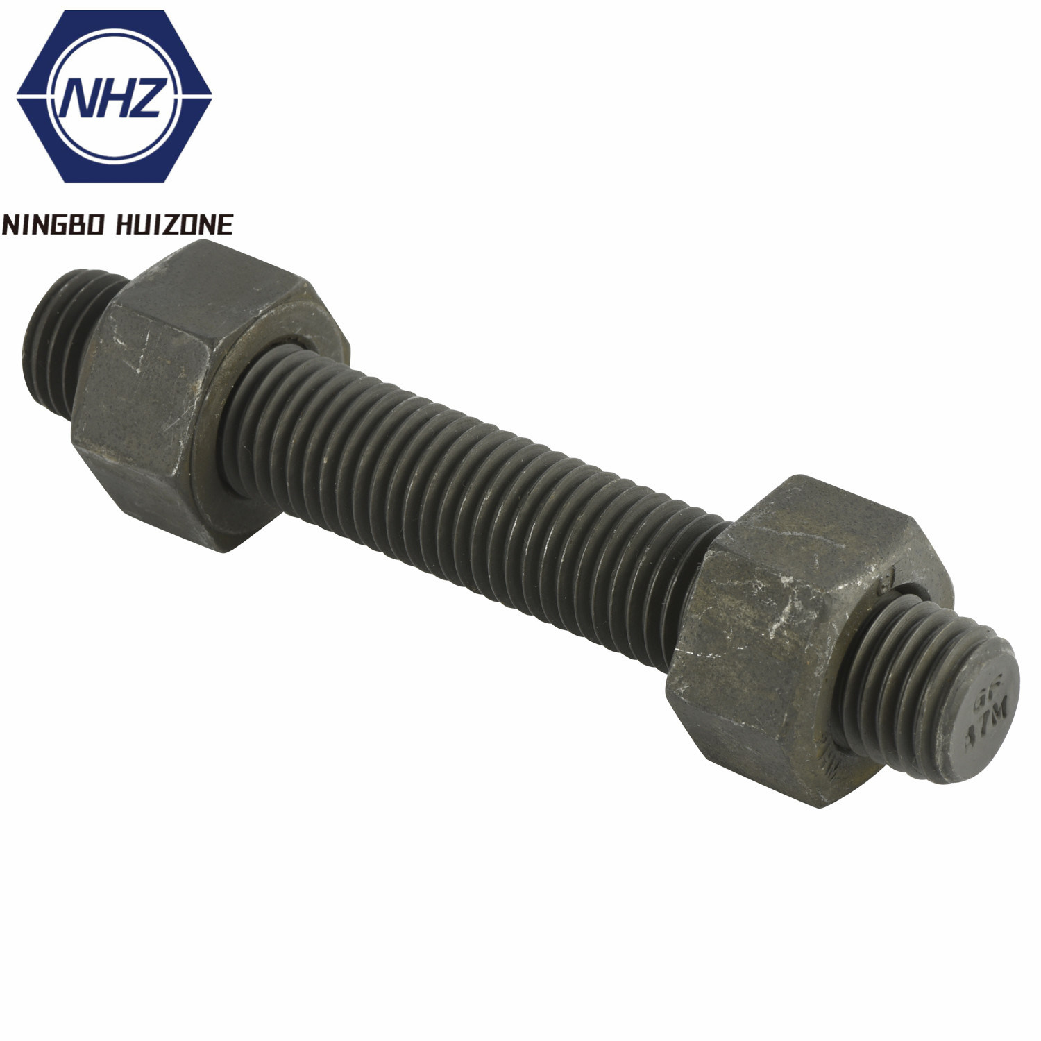 Stud Bolt ASTM A193 Gr B7m with 2 Heavy Hex Nuts ASTM A194 Gr 2hm , Zinc Phosphated Coating