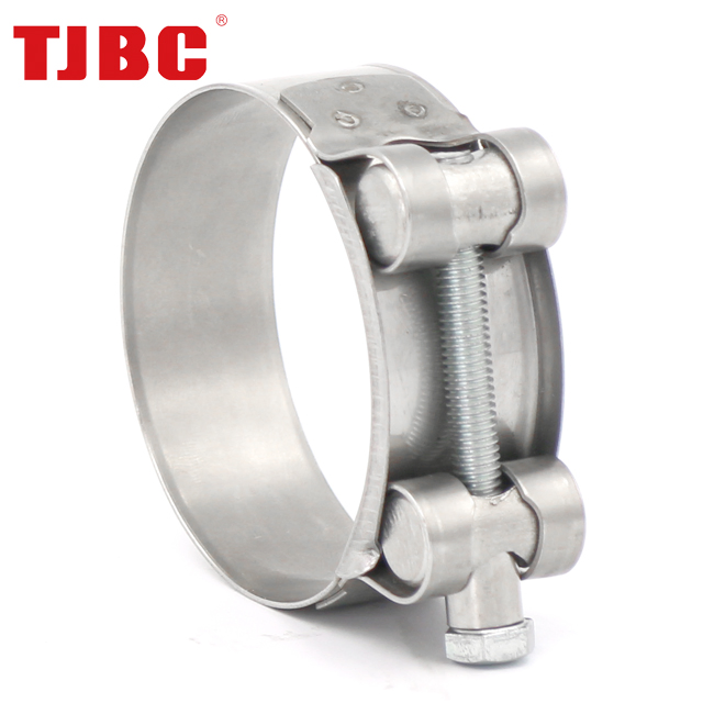 W1 Zinc Plated Steel Adjustable High Pressure European Type Heavy Duty Single Bolt Super Power Unitary Hose Clamp for Automotive, 64- 67mm