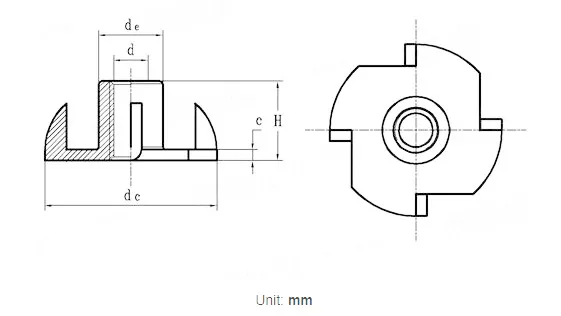 Wholesale Galvanized Aluminium Alloy Yjt 8965 DIN 1624 Claw Nut T Nut Lock Nut Four Claw Nut furniture Nut