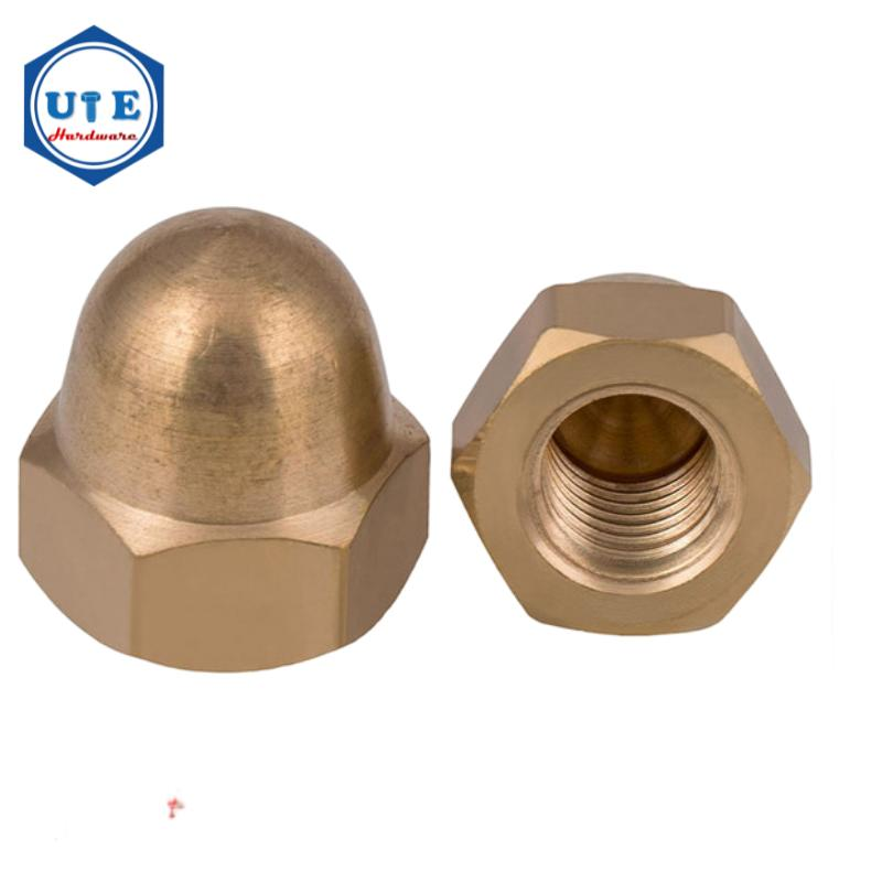 Yellow Copper Cap Nuts Brass H58 H62 Domed Hex Acorn Cap Nut DIN1587