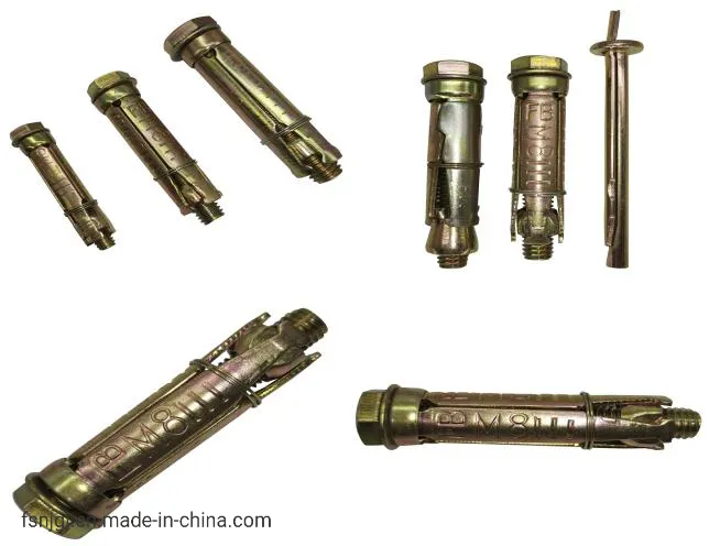 Yellow Galvanized 4PCS Shield Anchors with Grade 4.8-12.9